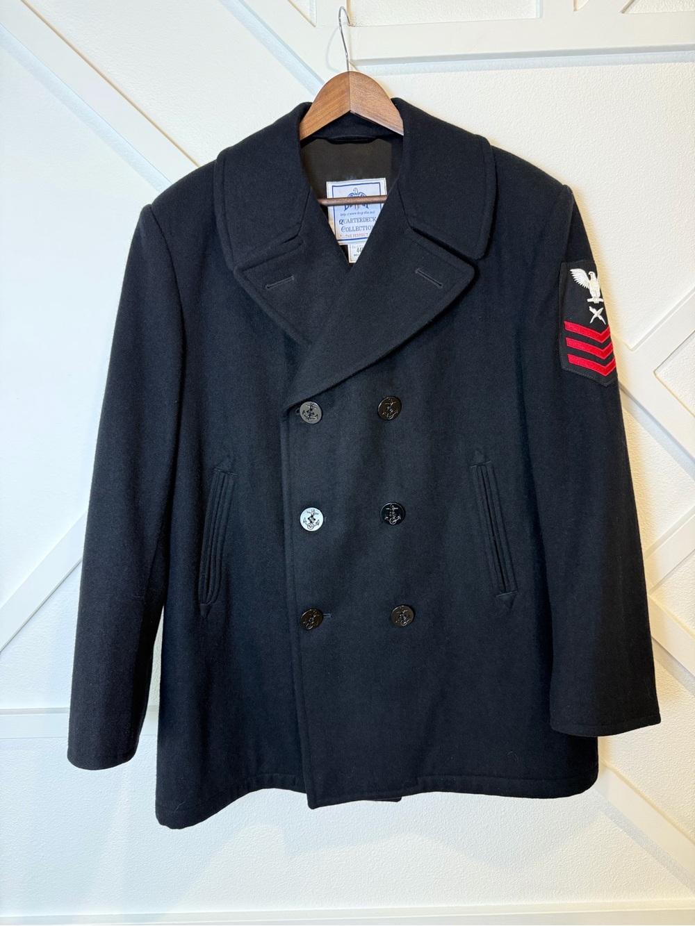US Navy Sterlingwear Wool Peacoat CT1 Cryptologic Technician E6 Black 44R